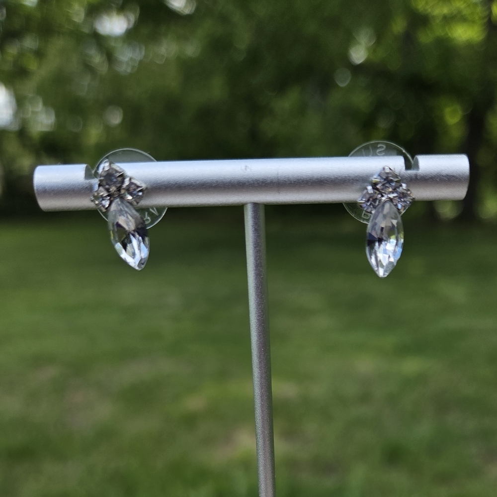 80. Elegant Silver and Crystal Drop Earrings